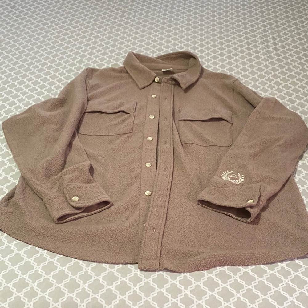 PINK Victoria's Secret Taupe Fleece Shirt